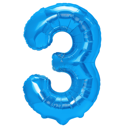 Balloon Foil Number "3" Blue (100cm.)