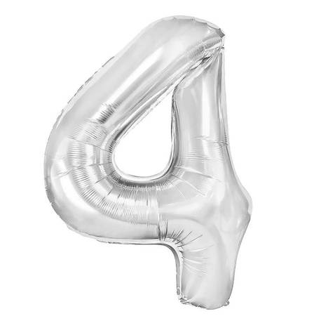 Balloon Foil Number "4" Silver (100cm.)