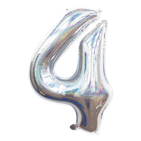 Balloon Foil Number "4" Silver Glitter (100cm.)
