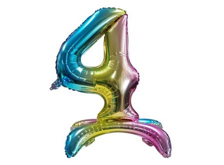 Standing Foil Balloon Number "4" Rainbow (80cm.)